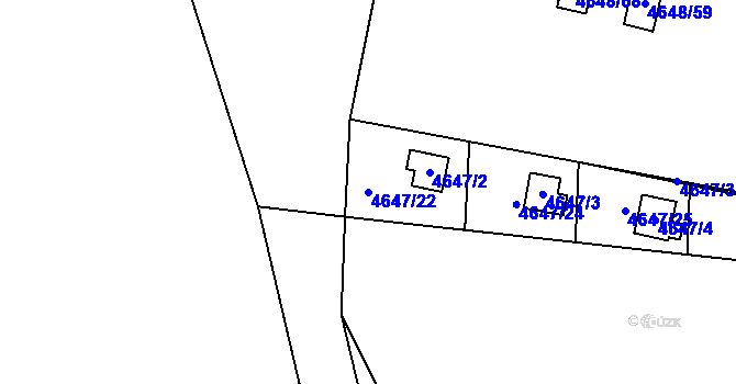 Parcela st. 4647/22 v KÚ Dejvice, Katastrální mapa