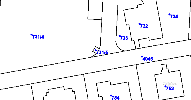 Parcela st. 731/5 v KÚ Dejvice, Katastrální mapa