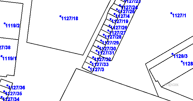 Parcela st. 1127/31 v KÚ Dejvice, Katastrální mapa