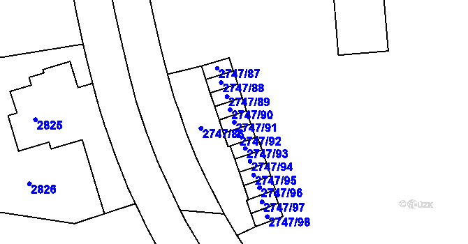 Parcela st. 2747/91 v KÚ Dejvice, Katastrální mapa