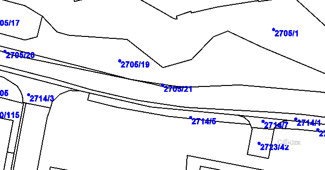 Parcela st. 2705/21 v KÚ Dejvice, Katastrální mapa