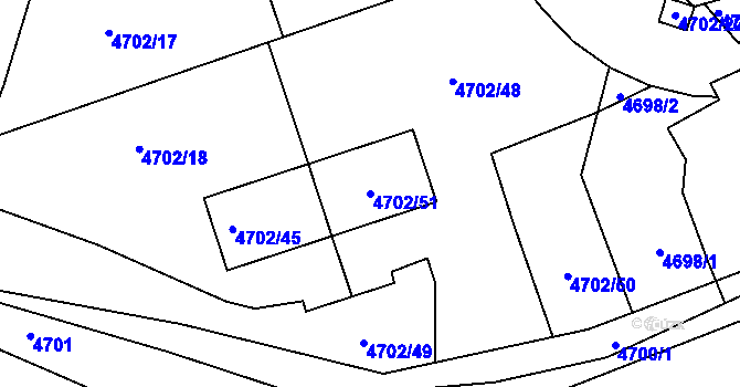 Parcela st. 4702/51 v KÚ Dejvice, Katastrální mapa