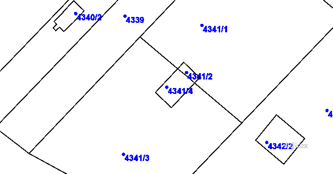 Parcela st. 4341/4 v KÚ Dejvice, Katastrální mapa