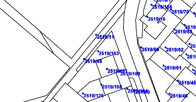 Parcela st. 2519/163 v KÚ Dejvice, Katastrální mapa