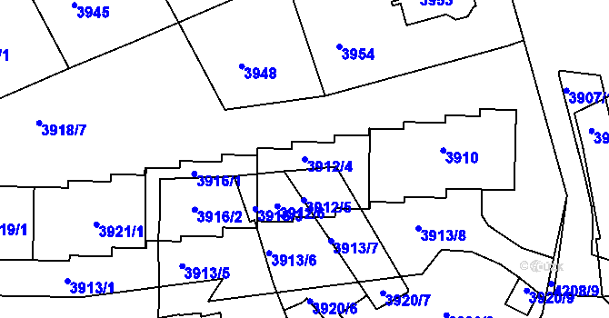 Parcela st. 3912/4 v KÚ Dejvice, Katastrální mapa