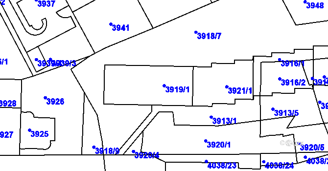 Parcela st. 3919/1 v KÚ Dejvice, Katastrální mapa