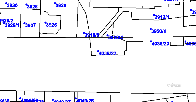 Parcela st. 4038/22 v KÚ Dejvice, Katastrální mapa