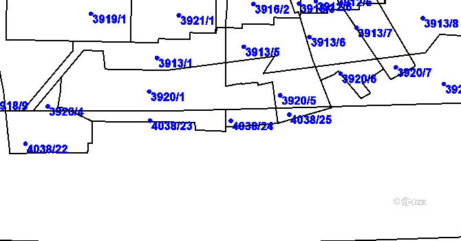 Parcela st. 4038/24 v KÚ Dejvice, Katastrální mapa