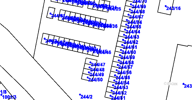 Parcela st. 244/46 v KÚ Dejvice, Katastrální mapa