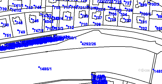 Parcela st. 4292/26 v KÚ Dejvice, Katastrální mapa