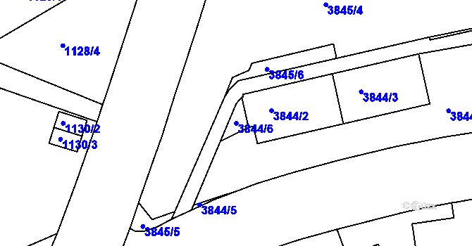 Parcela st. 3844/6 v KÚ Dejvice, Katastrální mapa