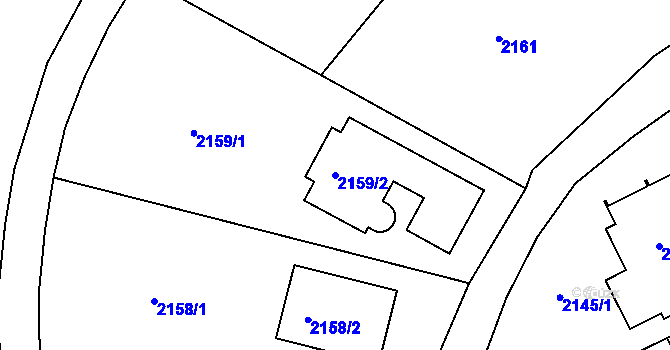 Parcela st. 2159/2 v KÚ Dejvice, Katastrální mapa
