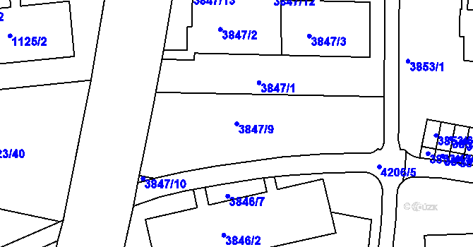 Parcela st. 3847/9 v KÚ Dejvice, Katastrální mapa