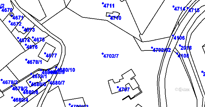 Parcela st. 4702/7 v KÚ Dejvice, Katastrální mapa