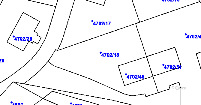 Parcela st. 4702/18 v KÚ Dejvice, Katastrální mapa