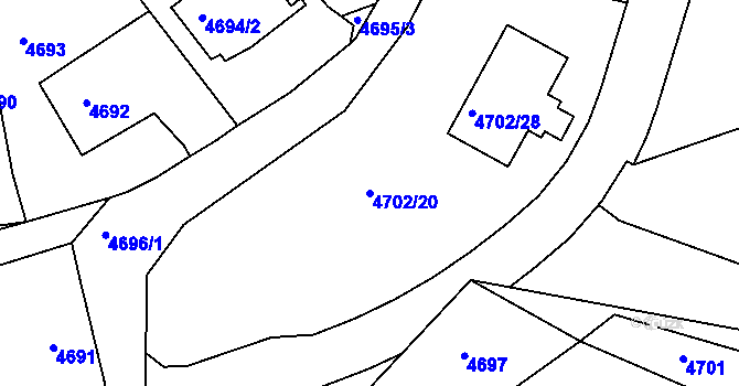 Parcela st. 4702/20 v KÚ Dejvice, Katastrální mapa