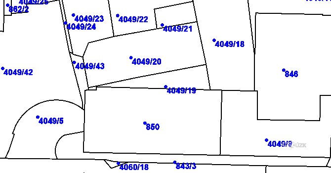 Parcela st. 4049/19 v KÚ Dejvice, Katastrální mapa