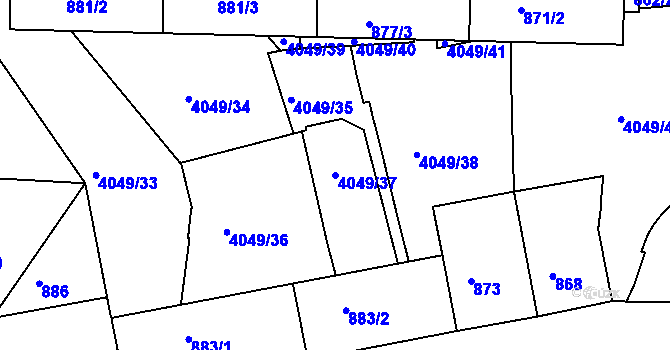 Parcela st. 4049/37 v KÚ Dejvice, Katastrální mapa