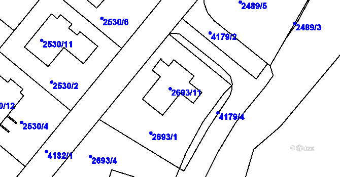 Parcela st. 2693/11 v KÚ Dejvice, Katastrální mapa