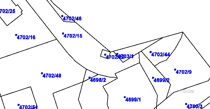 Parcela st. 4702/22 v KÚ Dejvice, Katastrální mapa