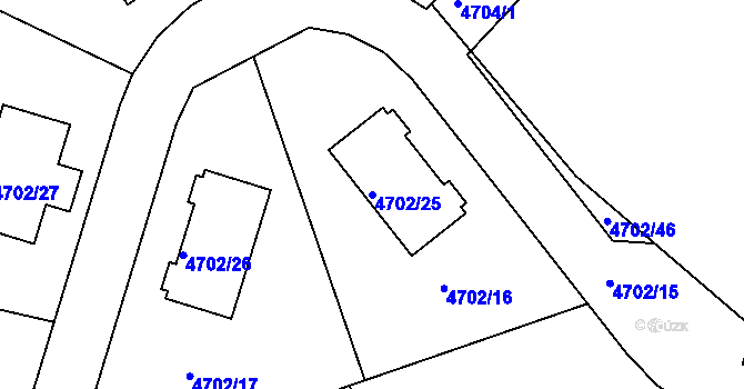 Parcela st. 4702/25 v KÚ Dejvice, Katastrální mapa