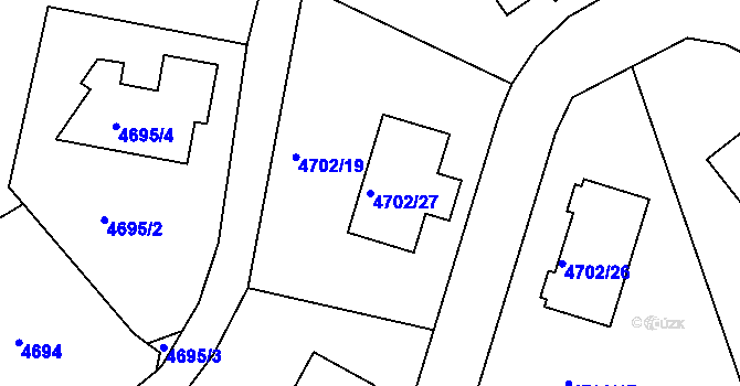 Parcela st. 4702/27 v KÚ Dejvice, Katastrální mapa