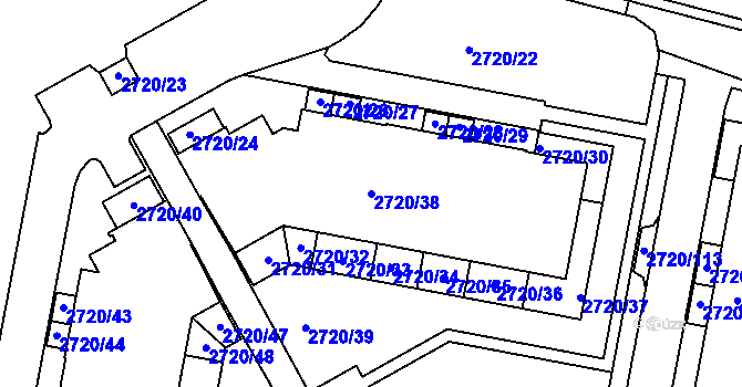 Parcela st. 2720/38 v KÚ Dejvice, Katastrální mapa