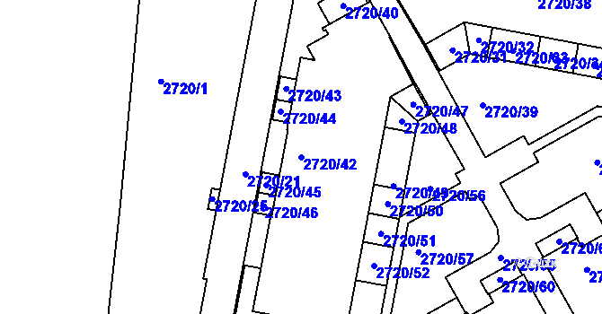 Parcela st. 2720/42 v KÚ Dejvice, Katastrální mapa