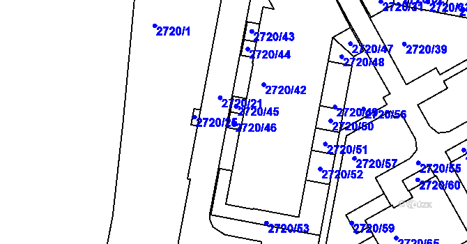 Parcela st. 2720/46 v KÚ Dejvice, Katastrální mapa