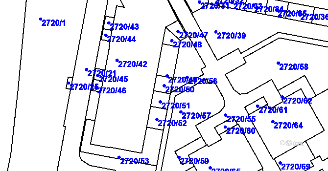 Parcela st. 2720/50 v KÚ Dejvice, Katastrální mapa