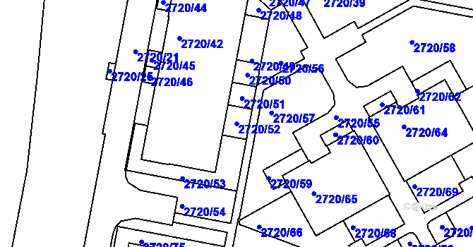 Parcela st. 2720/52 v KÚ Dejvice, Katastrální mapa