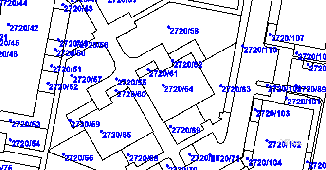 Parcela st. 2720/64 v KÚ Dejvice, Katastrální mapa