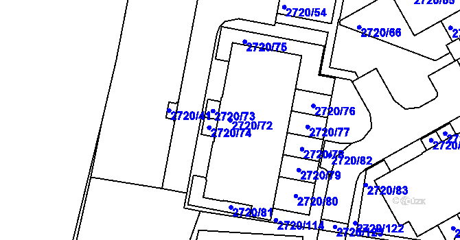 Parcela st. 2720/72 v KÚ Dejvice, Katastrální mapa