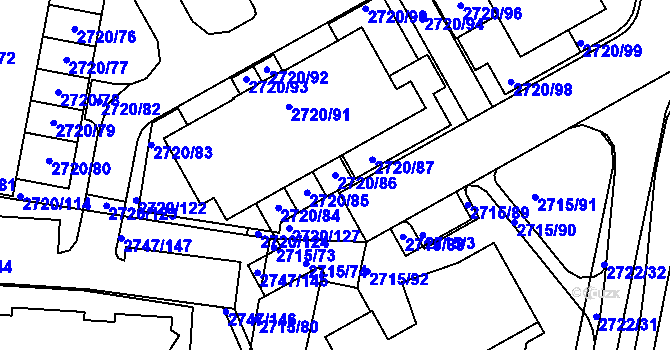 Parcela st. 2720/86 v KÚ Dejvice, Katastrální mapa