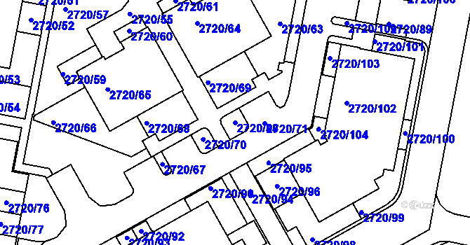 Parcela st. 2720/88 v KÚ Dejvice, Katastrální mapa