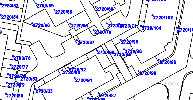 Parcela st. 2720/90 v KÚ Dejvice, Katastrální mapa