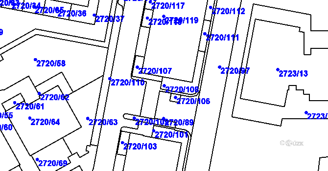 Parcela st. 2720/108 v KÚ Dejvice, Katastrální mapa