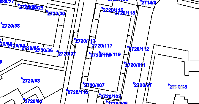 Parcela st. 2720/119 v KÚ Dejvice, Katastrální mapa