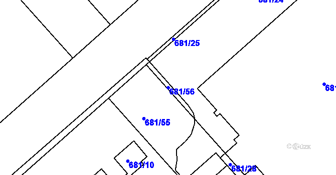Parcela st. 681/56 v KÚ Dejvice, Katastrální mapa