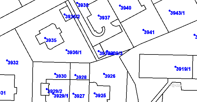 Parcela st. 3939/4 v KÚ Dejvice, Katastrální mapa