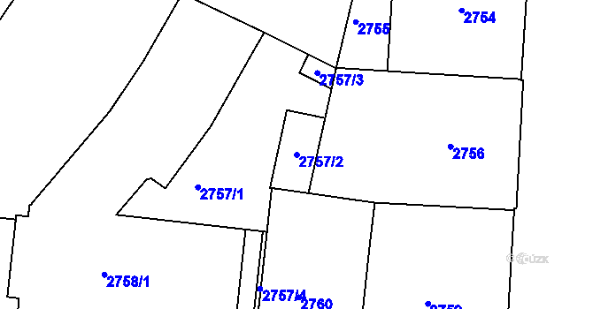 Parcela st. 2757/2 v KÚ Dejvice, Katastrální mapa