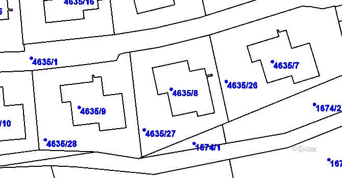 Parcela st. 4635/8 v KÚ Dejvice, Katastrální mapa