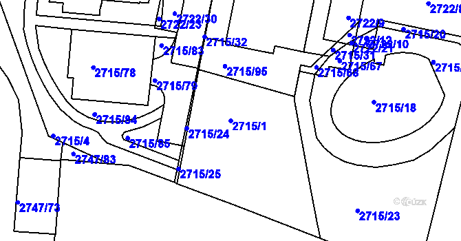 Parcela st. 2715/1 v KÚ Dejvice, Katastrální mapa