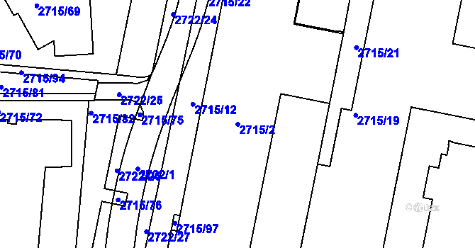 Parcela st. 2715/2 v KÚ Dejvice, Katastrální mapa