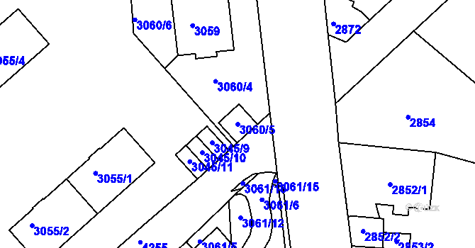 Parcela st. 3060/5 v KÚ Dejvice, Katastrální mapa