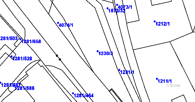 Parcela st. 1230/3 v KÚ Dejvice, Katastrální mapa