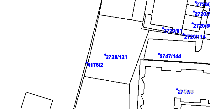 Parcela st. 2720/121 v KÚ Dejvice, Katastrální mapa
