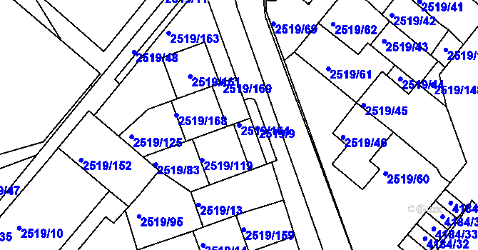 Parcela st. 2519/164 v KÚ Dejvice, Katastrální mapa