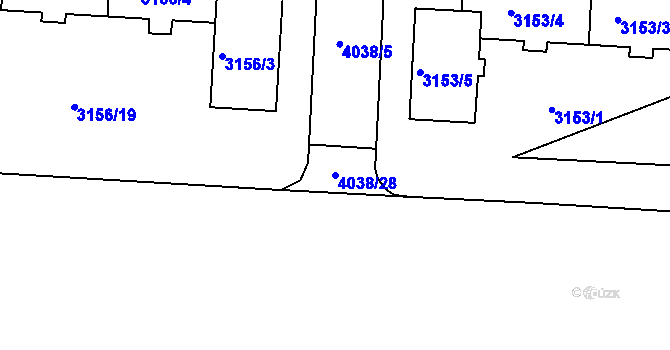 Parcela st. 4038/28 v KÚ Dejvice, Katastrální mapa