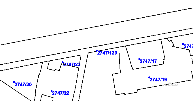 Parcela st. 2747/120 v KÚ Dejvice, Katastrální mapa